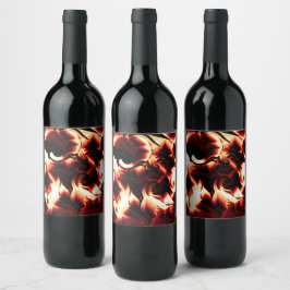 Carvingfeuer auf dunkelrotem Hintergrund Weinetikett