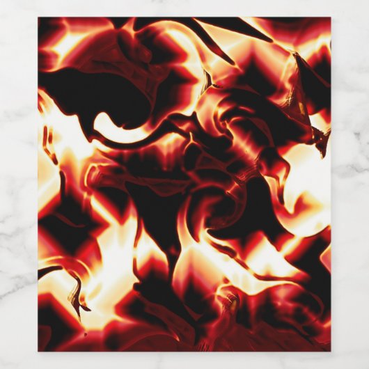 Carvingfeuer auf dunkelrotem Hintergrund Weinetikett (Einzelnes Label)