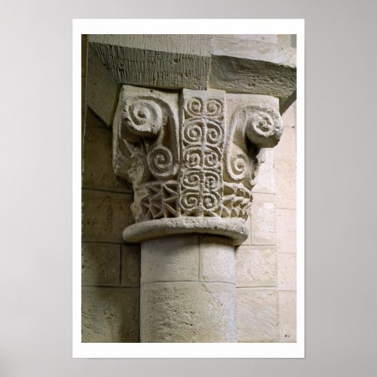Carvingsäule mit Croziers und Spiralen verziert Poster (Vorne)