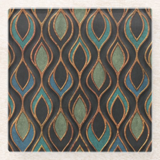 Carvingwellen: Bronze-Kupfer-Textur Glasuntersetzer (Vorderseite)
