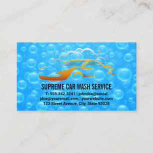 Carwash Blue Soap Bubbles Logo Autoreinigungslog Visitenkarte