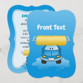 Carwash-Cartoon Einladung (Vorne/Hinten)