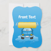 Carwash-Cartoon Einladung (Vorderseite)