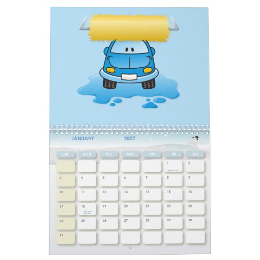 Carwash-Cartoon Kalender (Jan 2027)