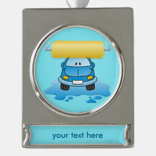 Carwash-Cartoon silber plattierte Banner-Ornament