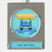 Carwash-Cartoon silber plattierte Banner-Ornament Banner-Ornament Silber (Vorderseite)