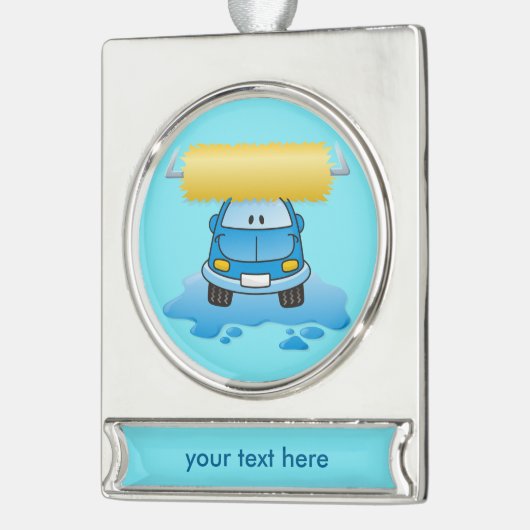 Carwash-Cartoon silber plattierte Banner-Ornament Banner-Ornament Silber (Links)