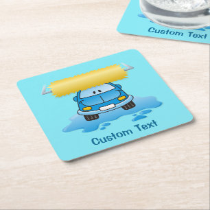 Carwash-Cartoon-Vierkantpapier-Untersetzer Rechteckiger Pappuntersetzer