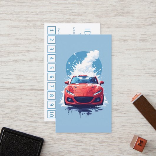 CARWASH customer loyalty punch card Treuekarte (Vorderseite/Rückseite Beispiel)