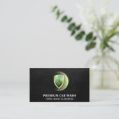 Carwash-Logo | Leather Monogram Business Card Visitenkarte (Stehend Vorderseite)