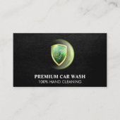 Carwash-Logo | Leather Monogram Business Card Visitenkarte (Vorderseite)
