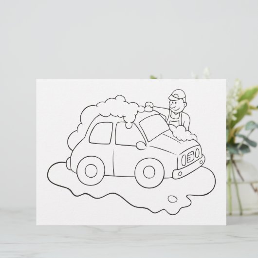 Carwash Man Coloring-Buchseite (Stehend Vorderseite)
