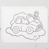 Carwash Man Coloring-Buchseite (Vorne/Hinten)