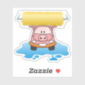 Carwash Pig Cartoon Aufkleber (Blatt)