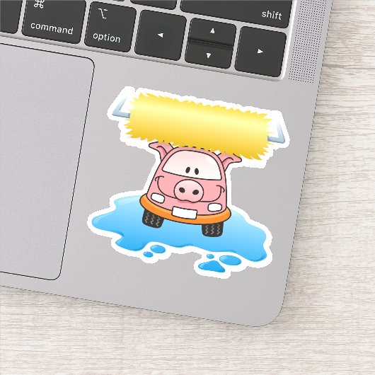 Carwash Pig Cartoon Aufkleber (Detail)
