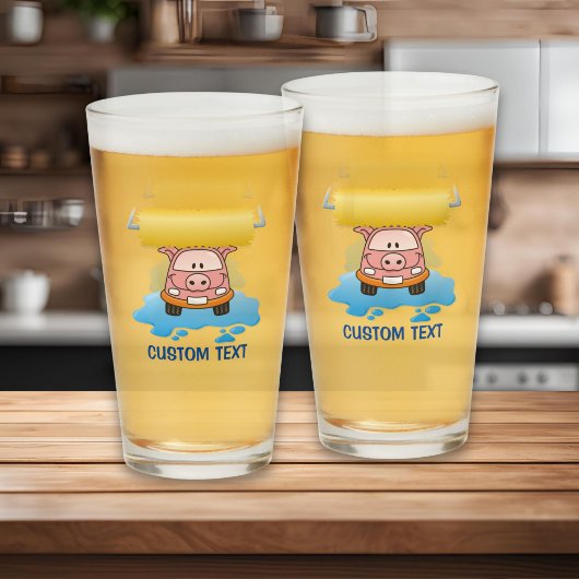 Carwash Pig Cartoon Glas