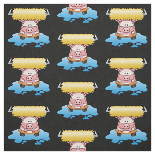 Carwash Pig Cartoon Pattern Stoff (Muster)
