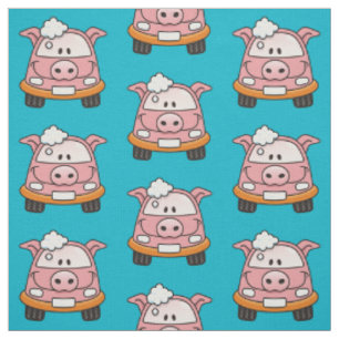 Carwash Pig Cartoon Pattern Stoff