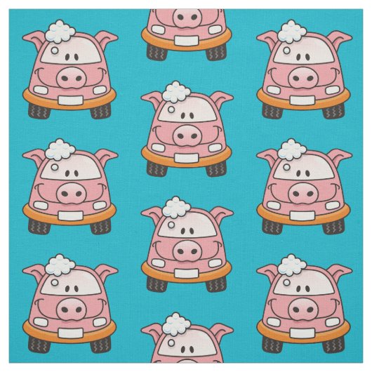 Carwash Pig Cartoon Pattern Stoff (Muster)