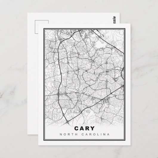 Cary Map Postkarte (Vorne/Hinten)