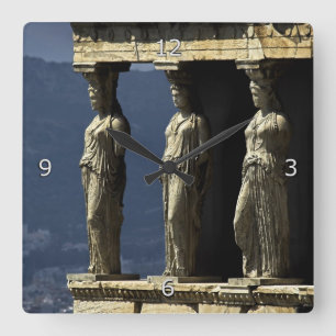 Caryatids, Acroplis, Athens Quadratische Wanduhr