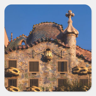 Casa Batilo, Gaudi Architecture, Barcelona, Quadratischer Aufkleber