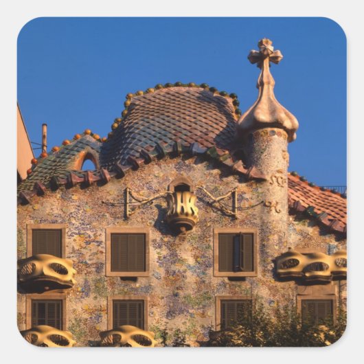 Casa Batilo, Gaudi Architecture, Barcelona, Quadratischer Aufkleber (Vorderseite)