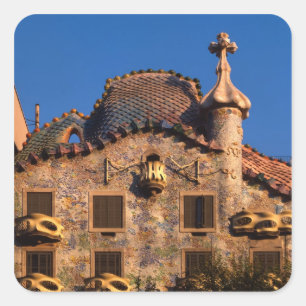 Casa Batilo, Gaudi Architecture, Barcelona, Quadratischer Aufkleber