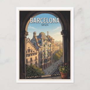 Casa Batlló Dach Barcelona Spanien Reise Postkarte