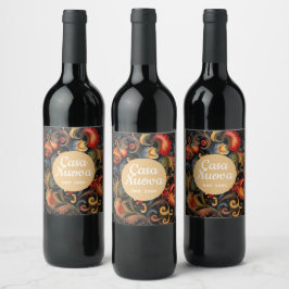 Casa Nuova Neue Zuhause Rosepaint Rosemaling 2 von Weinetikett