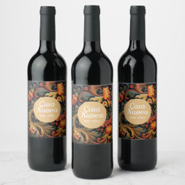 Casa Nuova Neue Zuhause Rosepaint Rosemaling 3 von Weinetikett