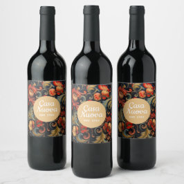 Casa Nuova Neue Zuhause Rosepaint Rosemaling 6 von Weinetikett