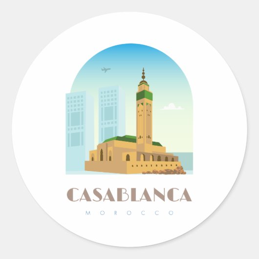 Casablanca city morocco runder aufkleber (Vorderseite)