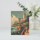 Casablanca Coast: Vintage Eleganz Postkarte (Stehend Vorderseite)