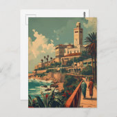 Casablanca Coast: Vintage Eleganz Postkarte (Vorne/Hinten)