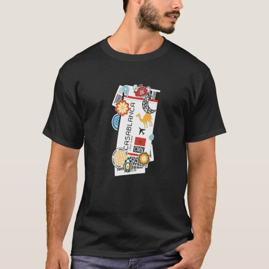 Casablanca Marokko Boarding Pass Flugticket T-Shirt (Vorderseite)