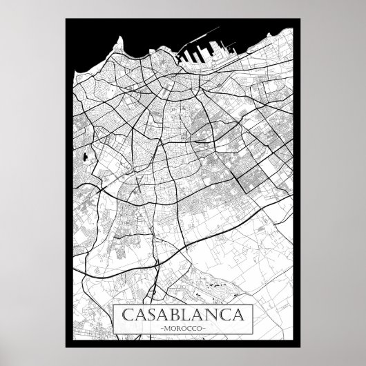 Casablanca Marokko Karte Poster (Vorne)