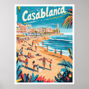 Casablanca Marokko Kunst Vintage Reiseillustration Poster