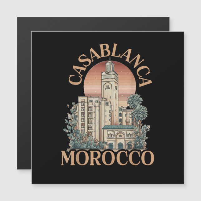 Casablanca Marokko Magnetkarte (Vorne/Hinten)