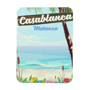 Casablanca Marokko, romantisches Vintage-Plakat Magnet