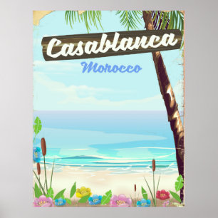 Casablanca Marokko, romantisches Vintage-Plakat Poster