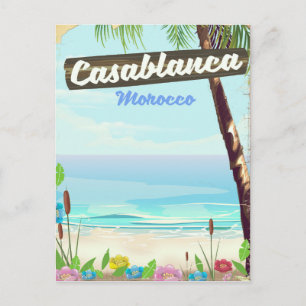 Casablanca Marokko, romantisches Vintage Poster Postkarte