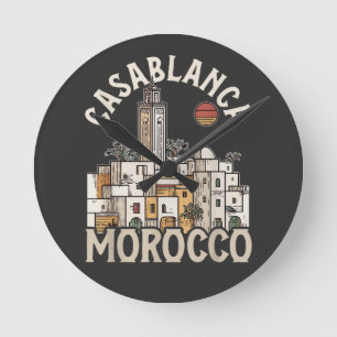 Casablanca Marokko Runde Wanduhr