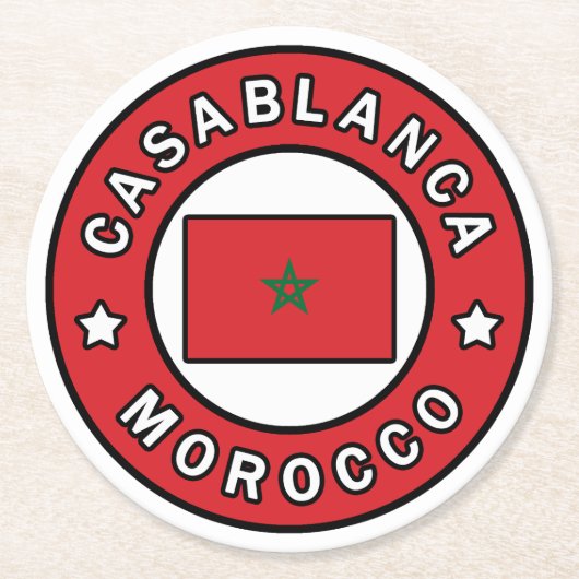 Casablanca Marokko Runder Pappuntersetzer (Vorderseite)