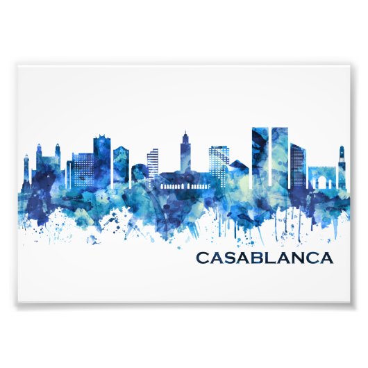 Casablanca Marokko Skyline Blue Fotodruck (Vorne)