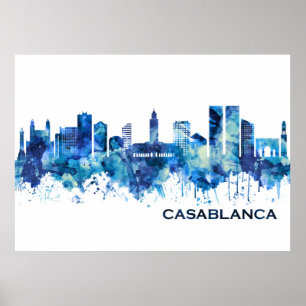 Casablanca Marokko Skyline Blue Poster