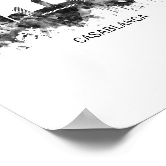 Casablanca Marokko Skyline BW Poster (Ecke)