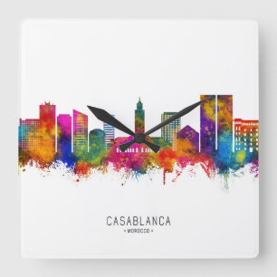Casablanca Marokko Skyline Quadratische Wanduhr