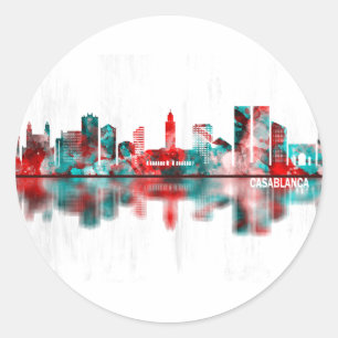 Casablanca Marokko Skyline Runder Aufkleber