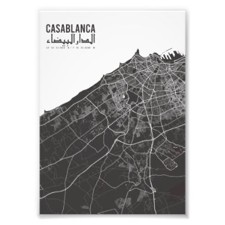 Casablanca, Marokko , Stadtplan Vintag Fotodruck